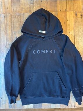 COMFRT Black Pullover Hoodie heavyweight cotton blend XS unisex men women
